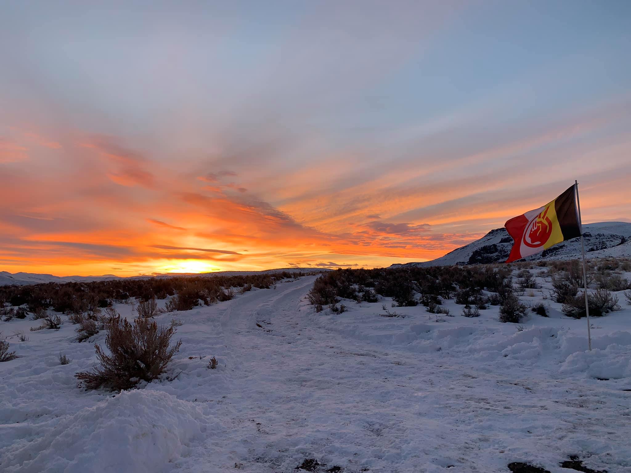 Flag at sunset