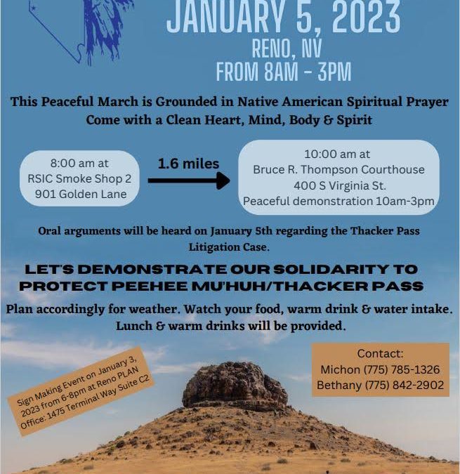 Thacker Pass Protectors to March and Rally Outside Federal Court on Thursday, January 5th!